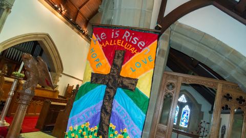 A colourful display in the church building