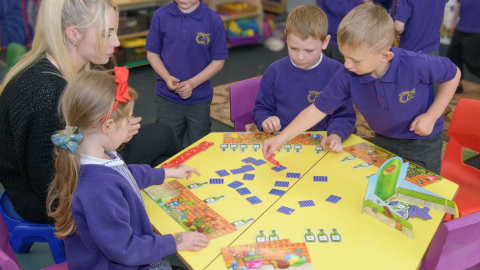 Children playing maths game